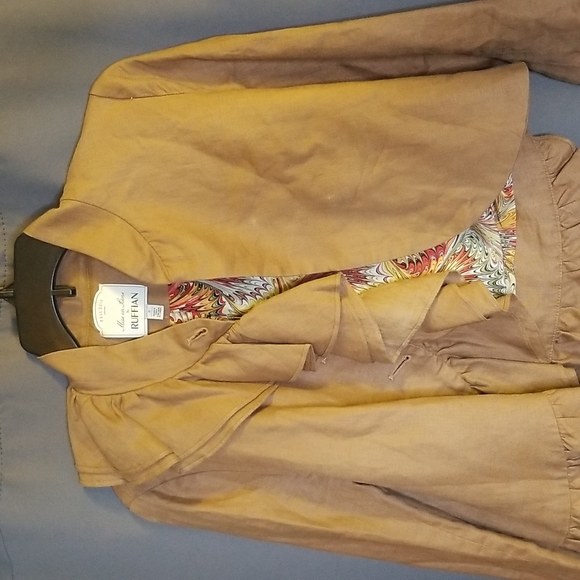 Anthropologie Mise En Scene By Ruffian WellWisher Asymmetrical Ruffle Blazer sz2 - Picture 2 of 15